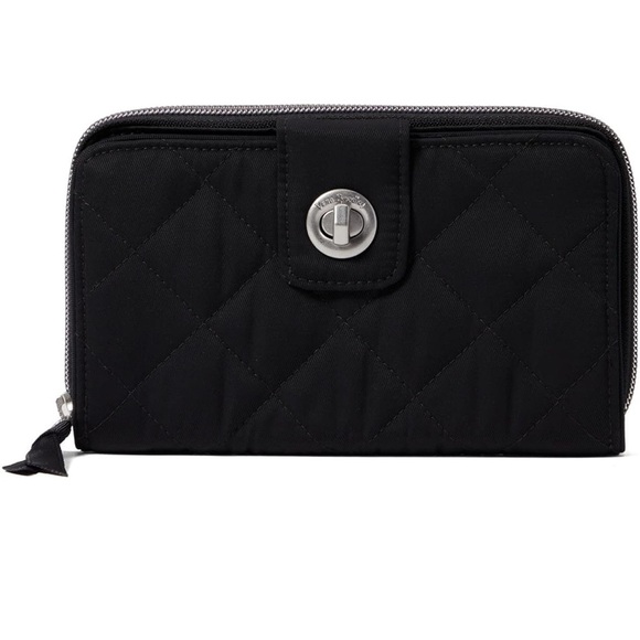 Vera Bradley Women's Performance Twill Turnlock Wallet With RFID, Black. - Picture 6 of 6